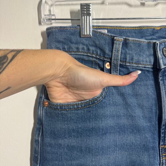 Gap Jeans Women Blue NWT 26/2R High Stride Wide Leg Cotton Medium Wash Minimal - Picture 7 of 10